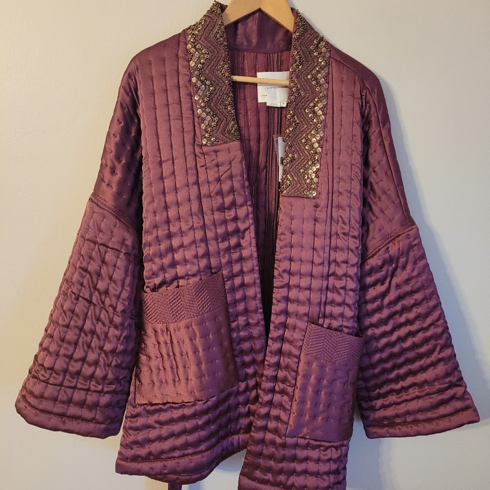Anthropologie satin smoking jacket/wrap